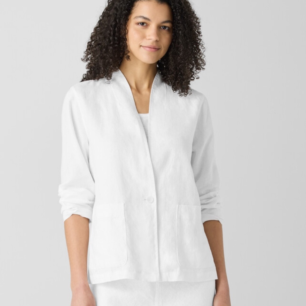 Eileen Fisher High Collar Organic Linen Jacket
NWT in White - Picture 3 of 13